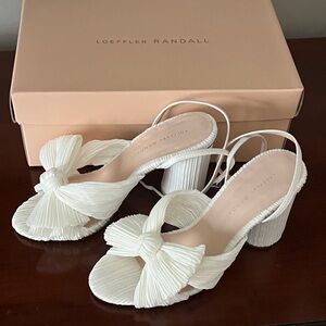 Loeffler Randall White Pleated Bow Heels